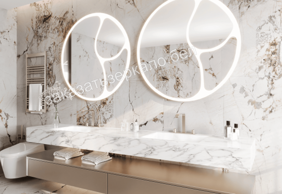 Два круглых зеркала для душевой