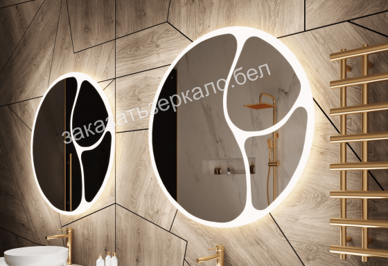 Круглые зеркала для ванной с рисунком