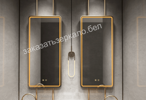 Прямоугольные зеркала в бронзовой раме