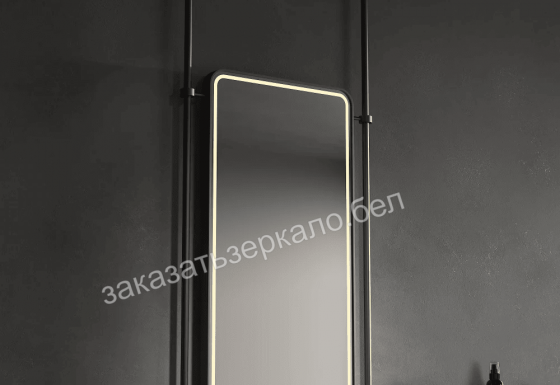 Прямоугольное зеркало с подсветкой в золотой раме