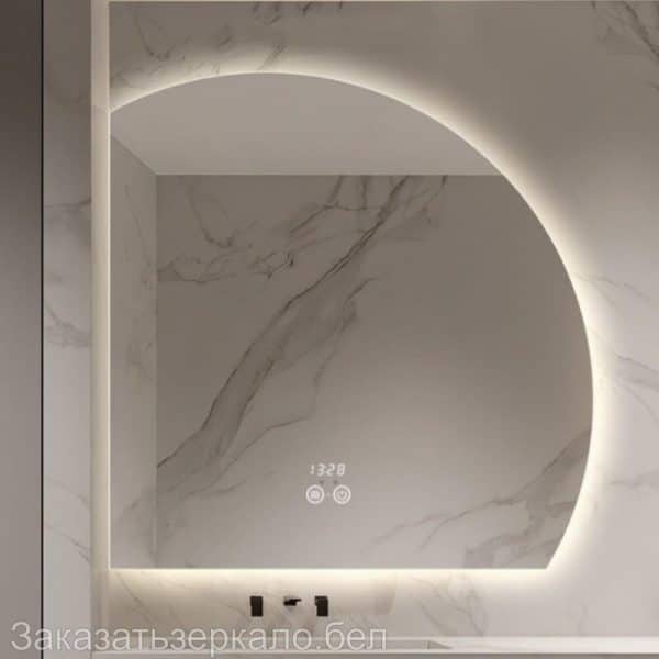 Фигурное полукруглое зеркало с подогревом