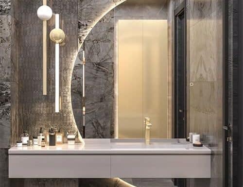 Полукруглое больше зеракало для ванной комнаты