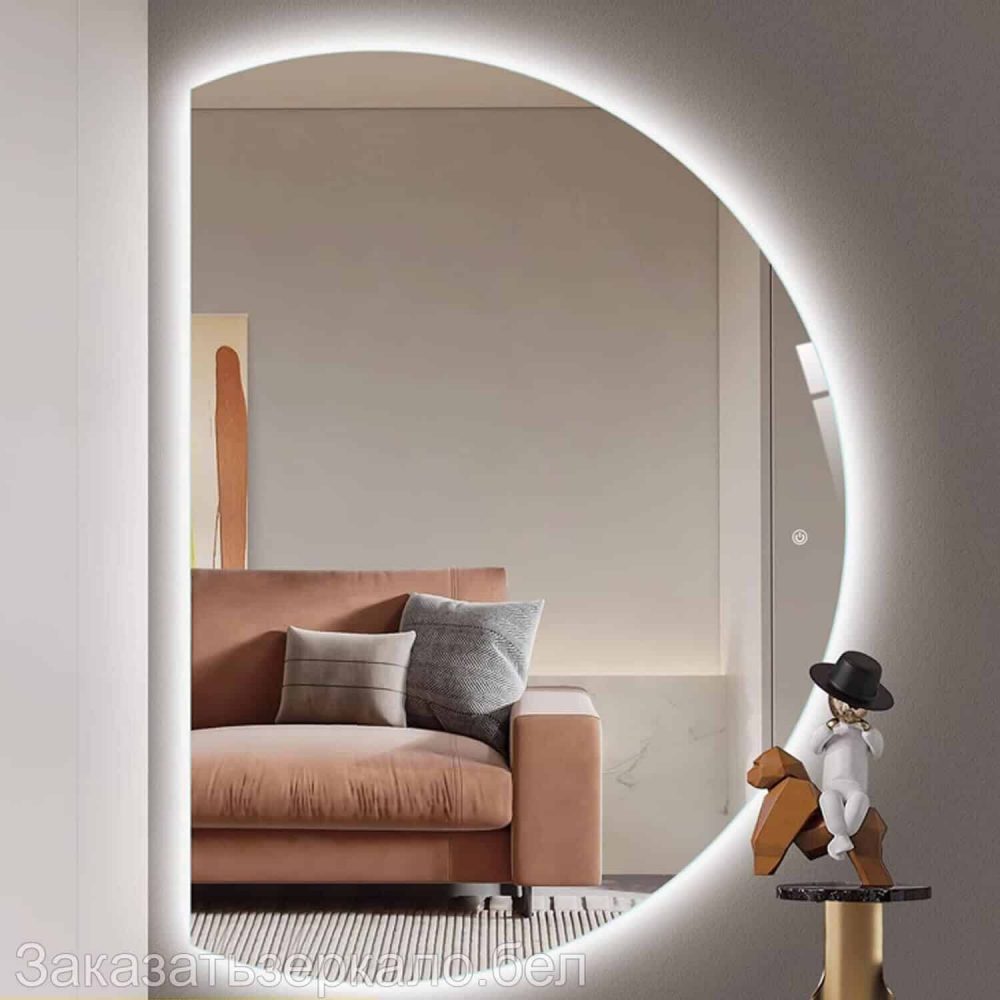 Полукруглое зеркало с контурной подсветкой