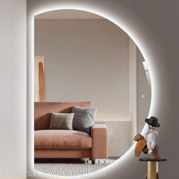 Полукруглое зеркало с контурной подсветкой