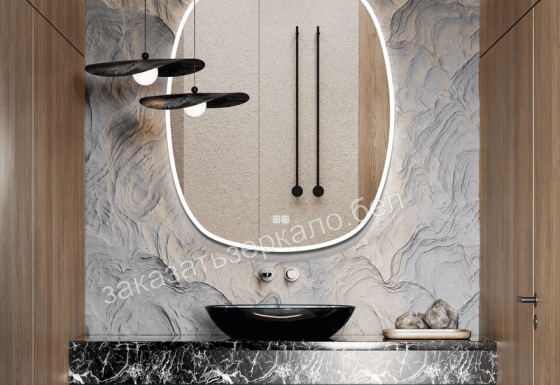 Настенное овальное зеркало с подсветкой