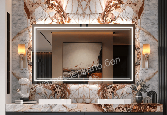 Прямоугольное зеркало для ванной с подсветкой и подогревом