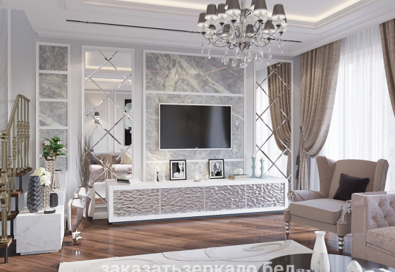 Зеркальные панели в гостинную