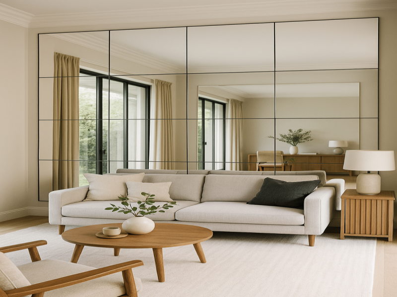 Стеклянные панели в гостинную